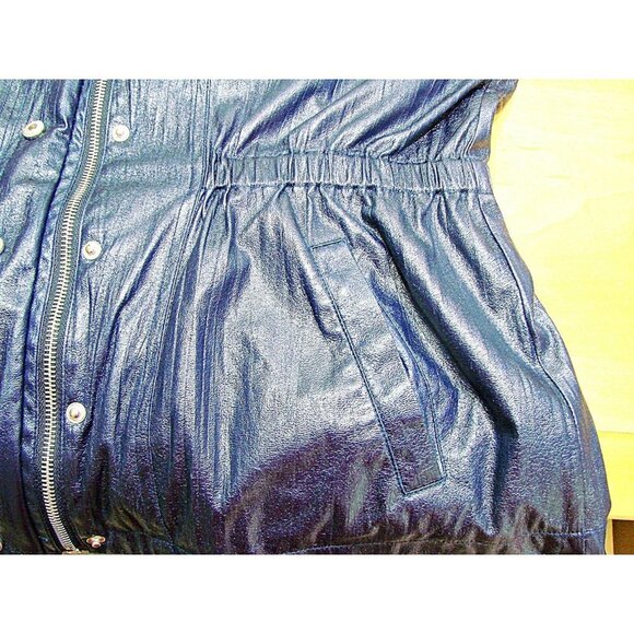 Erin London Sheen Shiny Faux Leather Like Lightweight Fashion Jacket Coat Sz M/L - Picture 6 of 12